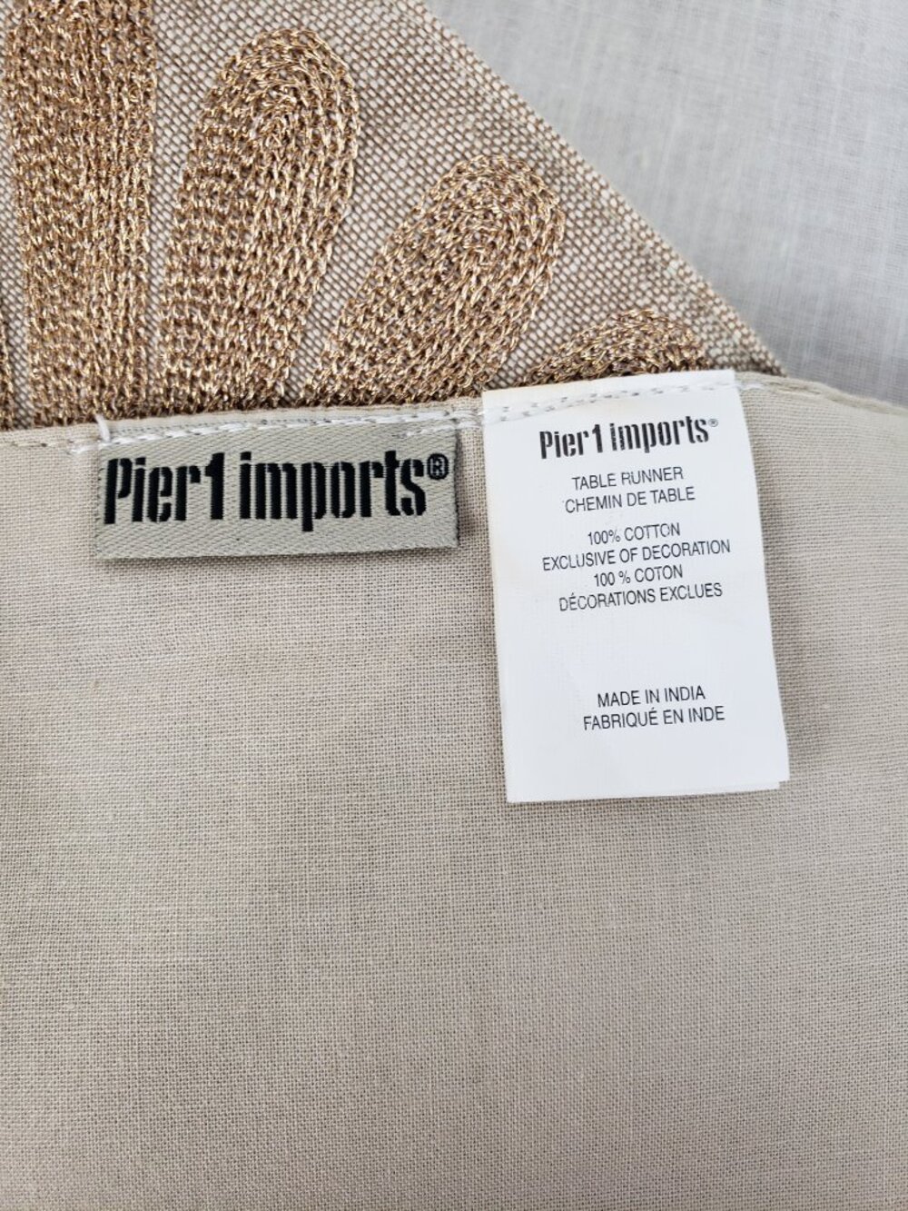 Pier 1 Imports Mini Table Runner Neutral Sequin Metallic Floral Textured 14x36 - Picture 8 of 12